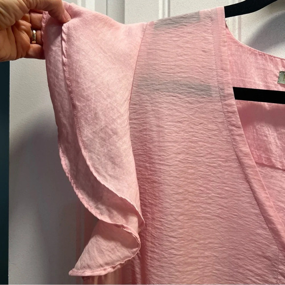 Ryegrass Buckingham Rose Button Front Semi Sheer Ruffle Sleeve Blouse. Size XL. - Picture 7 of 13